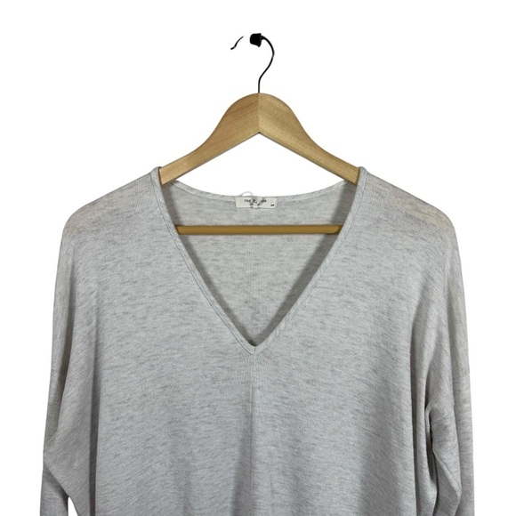 Rag & Bone Women’s Theo Marled Oversized Knit V-Neck Grey Size S - Picture 4 of 8